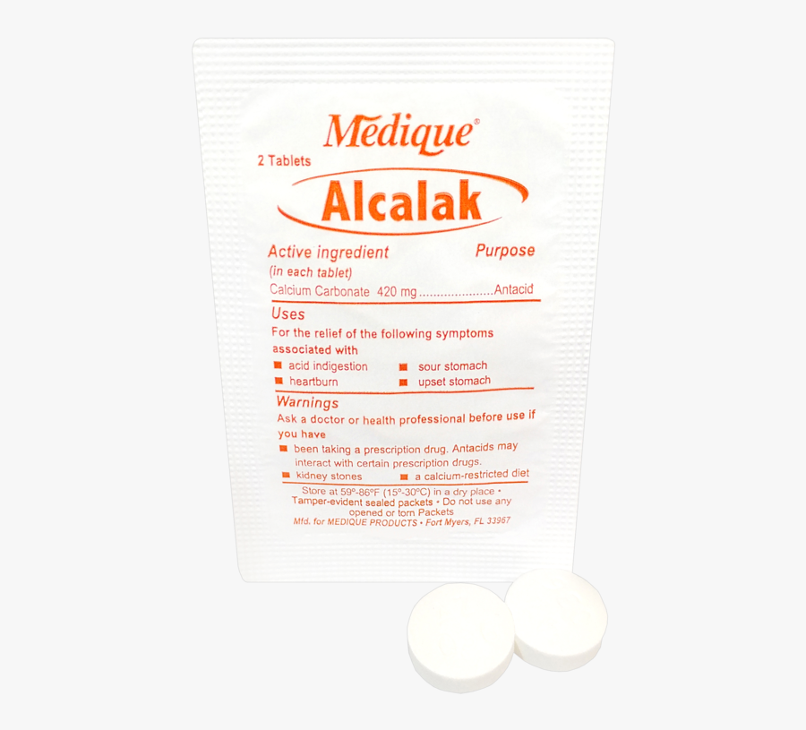 Alcalak Heartburn & Indigestion Relief, Calcium Rich - Medique, Transparent Clipart