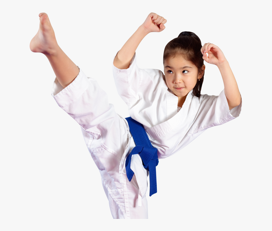 Preschool Girl High Kicking - Girl Martial Arts Kicking, Transparent Clipart