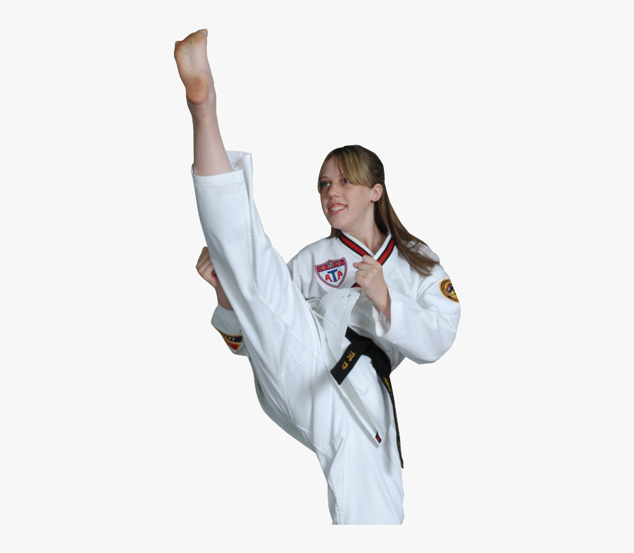 Tenn Girl High Kicking - Taekwondo, Transparent Clipart