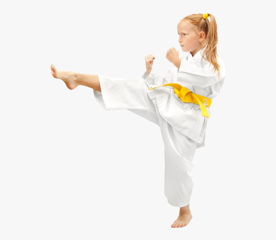 Young Redhead Girl Karate Kicking - Little Girl Karate Kick, Transparent Clipart