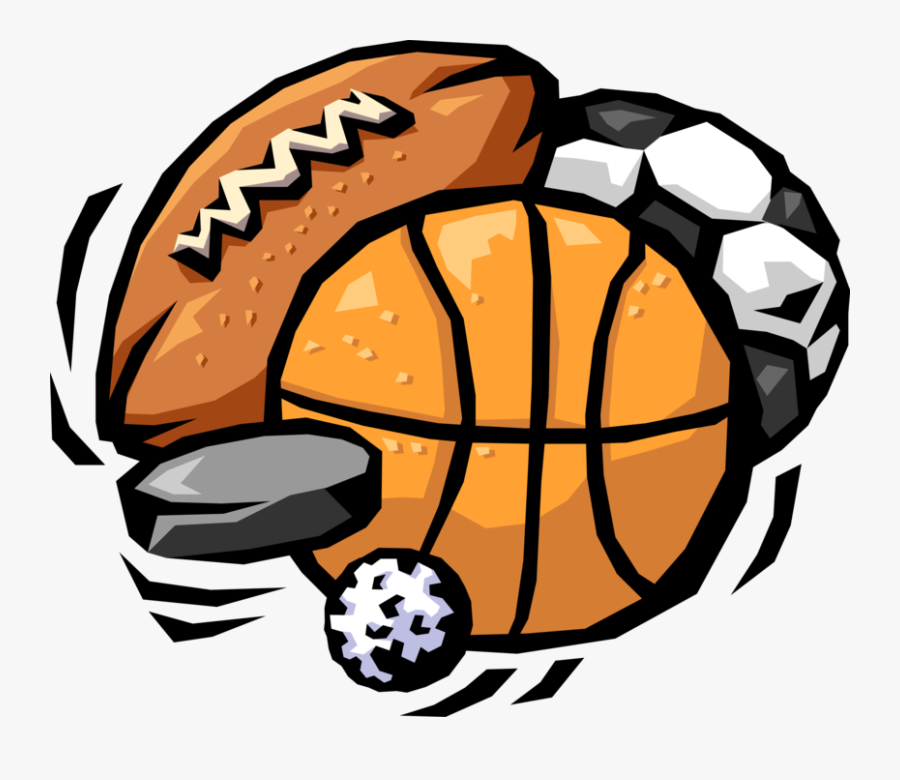 Vector Illustration Of Sports Balls With Football, - Sports Cartoon, Transparent Clipart