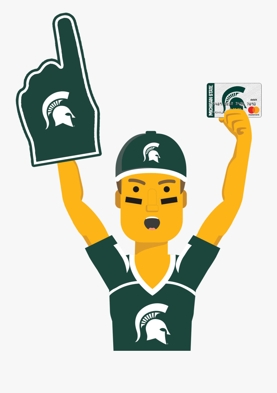 Michigan State Ultimate Fan Holding The Michigan State - Michigan State Spartans Football, Transparent Clipart