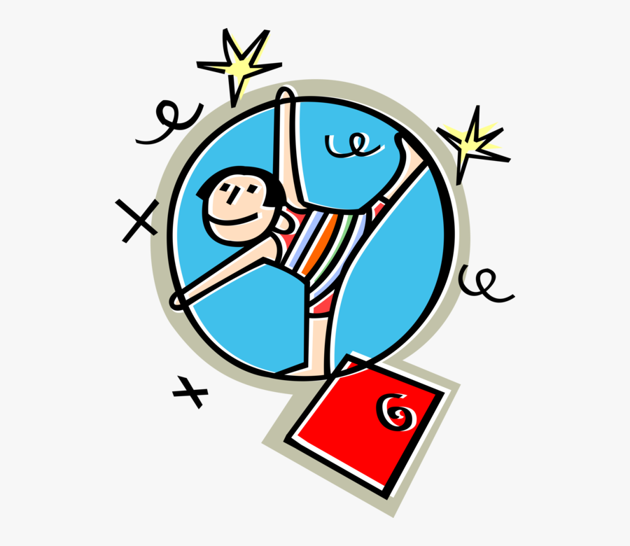 Vector Illustration Of Acrobat Performs In Circus Act - Clip Art, Transparent Clipart