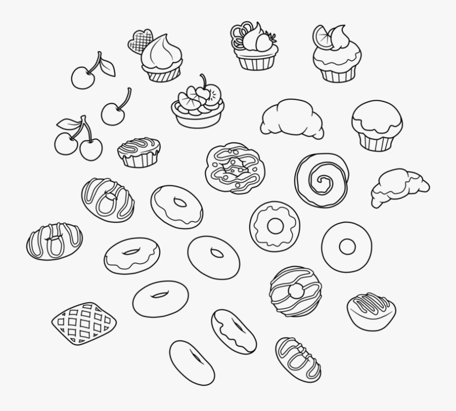 Pastries Png Black And White, Transparent Clipart