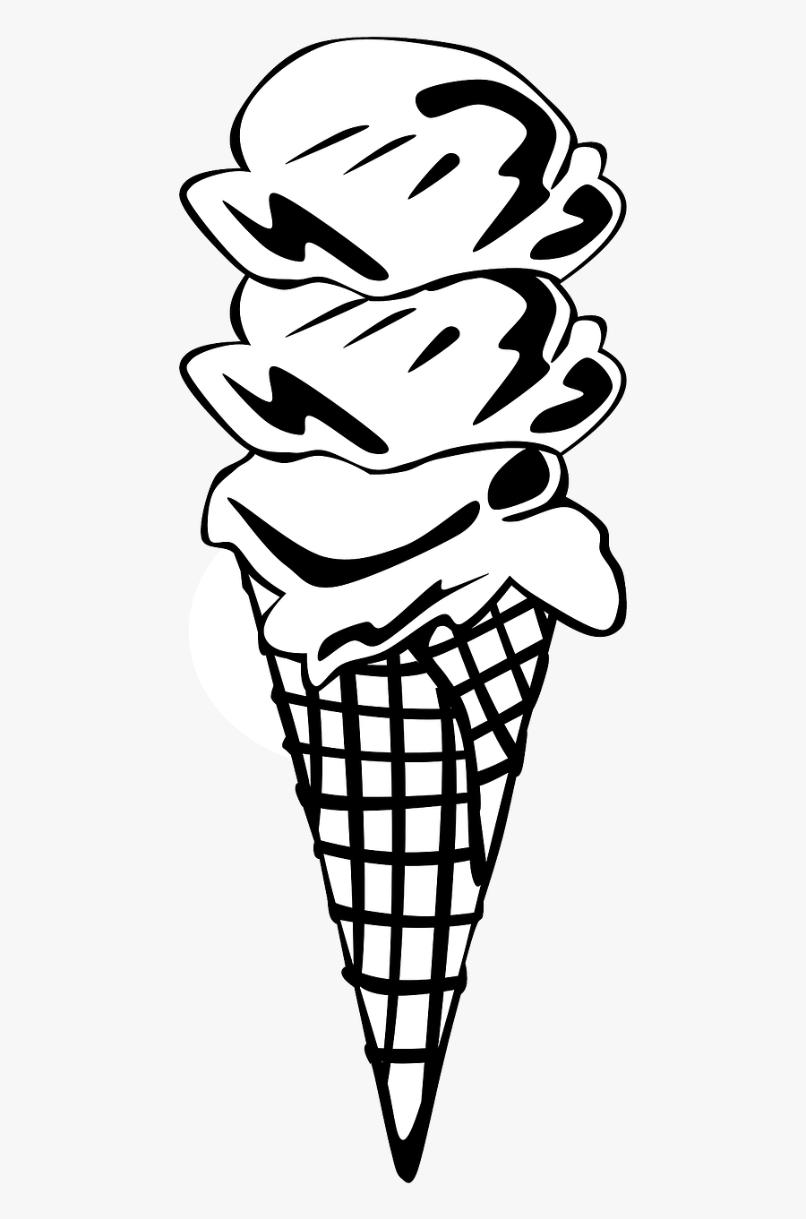 Ice Cream Cone Food Dessert Png Image - Ice Cream Clipart Black And White, Transparent Clipart
