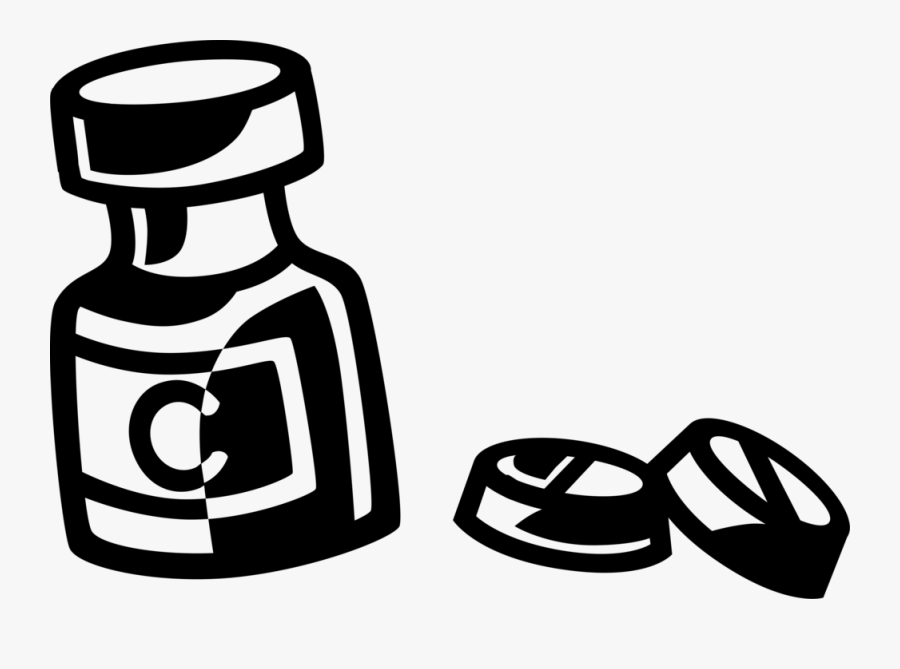 Vector Illustration Of Prescription Medicine Pill Bottle - Glass Bottle, Transparent Clipart