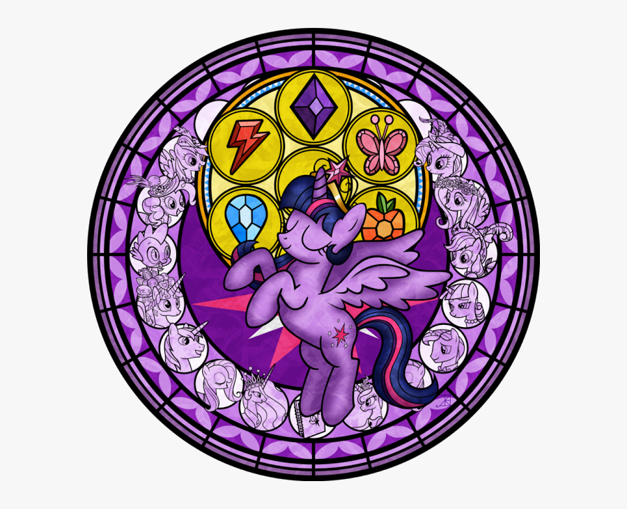 Twilight Sparkle Princess Celestia Pinkie Pie Rainbow - Kingdom Hearts Stained Glass, Transparent Clipart