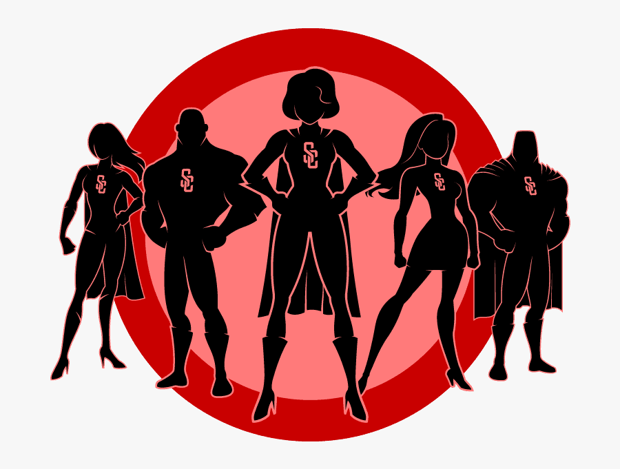 Transparent Superhero Silhouette Png - Team Superheroes, Transparent Clipart