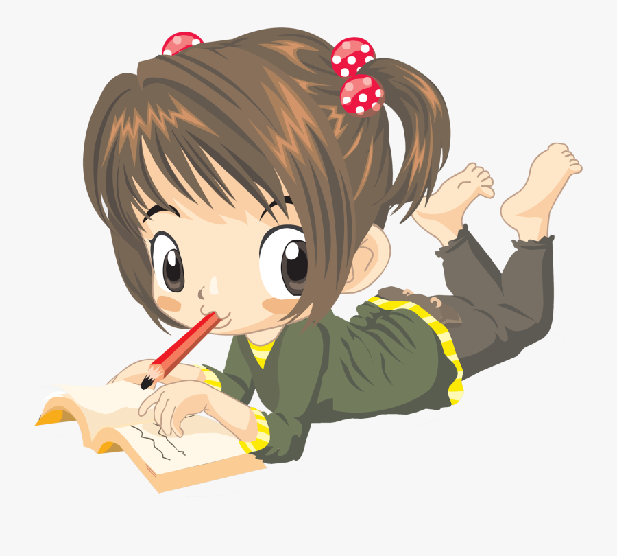 Writing Girl Clipart, Transparent Clipart