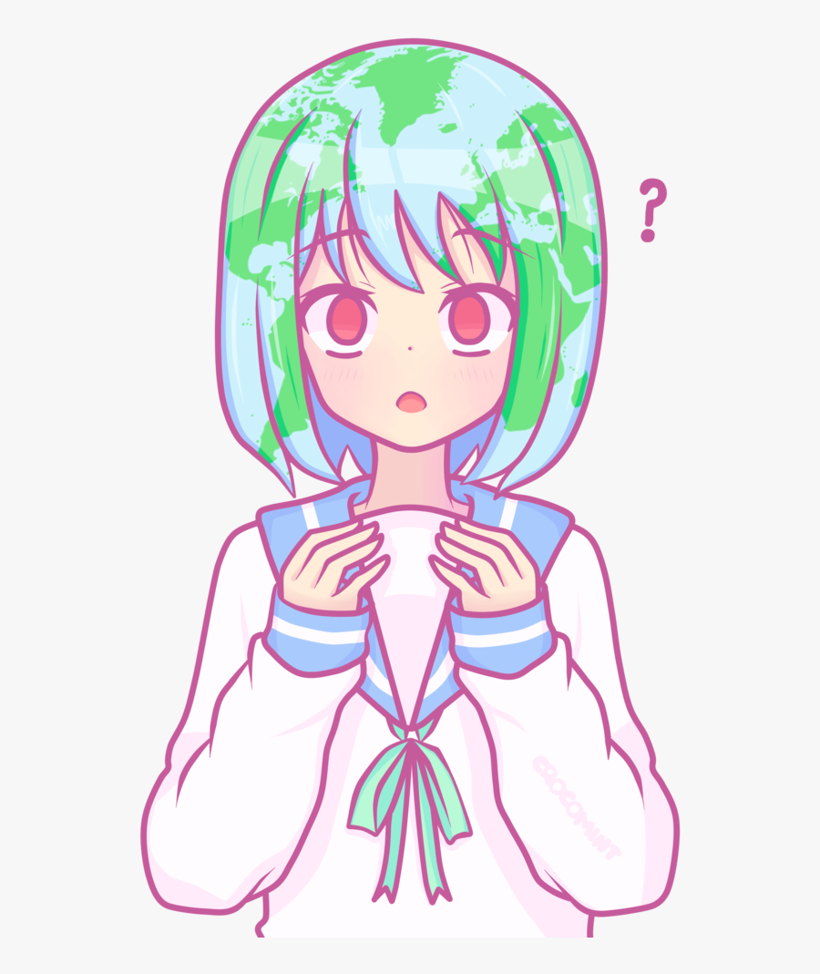 Earth-chan By Crocomint Flat Earth, Moon Moon, Anime - Earth Chan, Transparent Clipart