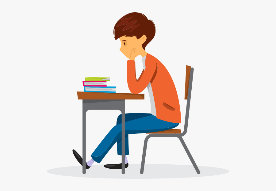 Student At Desk Cartoon, Transparent Clipart