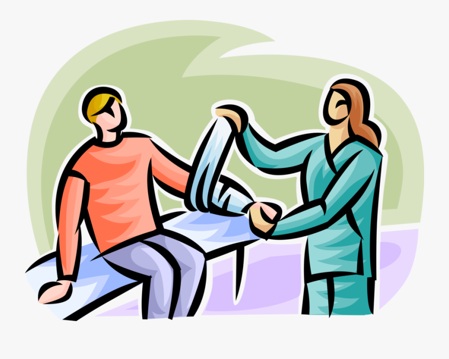 Vector Illustration Of Hospital Health Care Nurse Applies - Put A Cast On Arm Clipart, Transparent Clipart