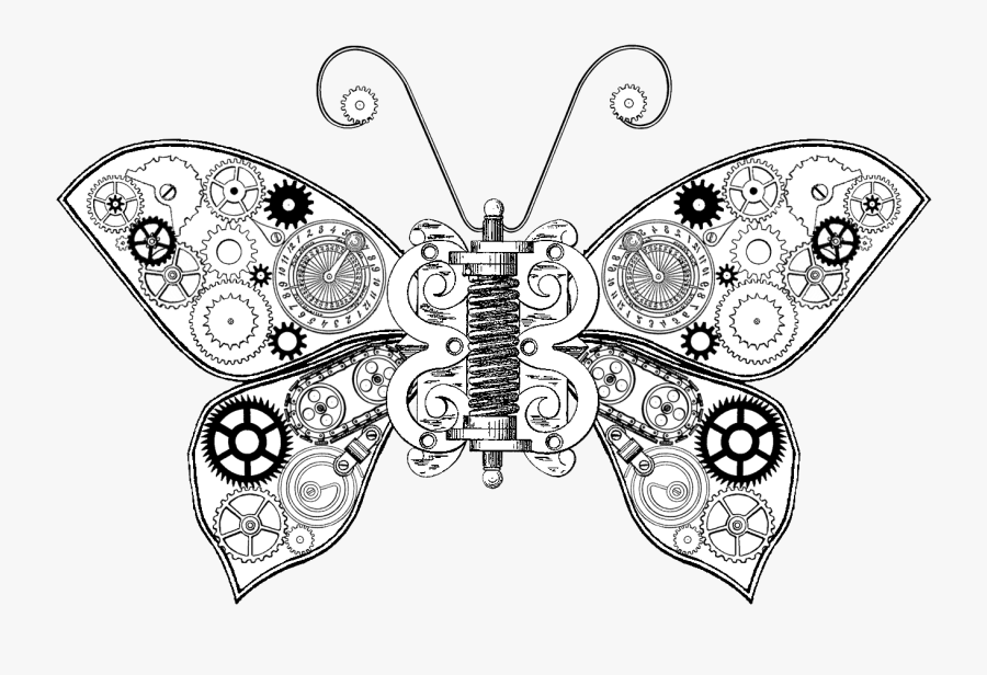 Steampunk Butterfly Drawing, Transparent Clipart