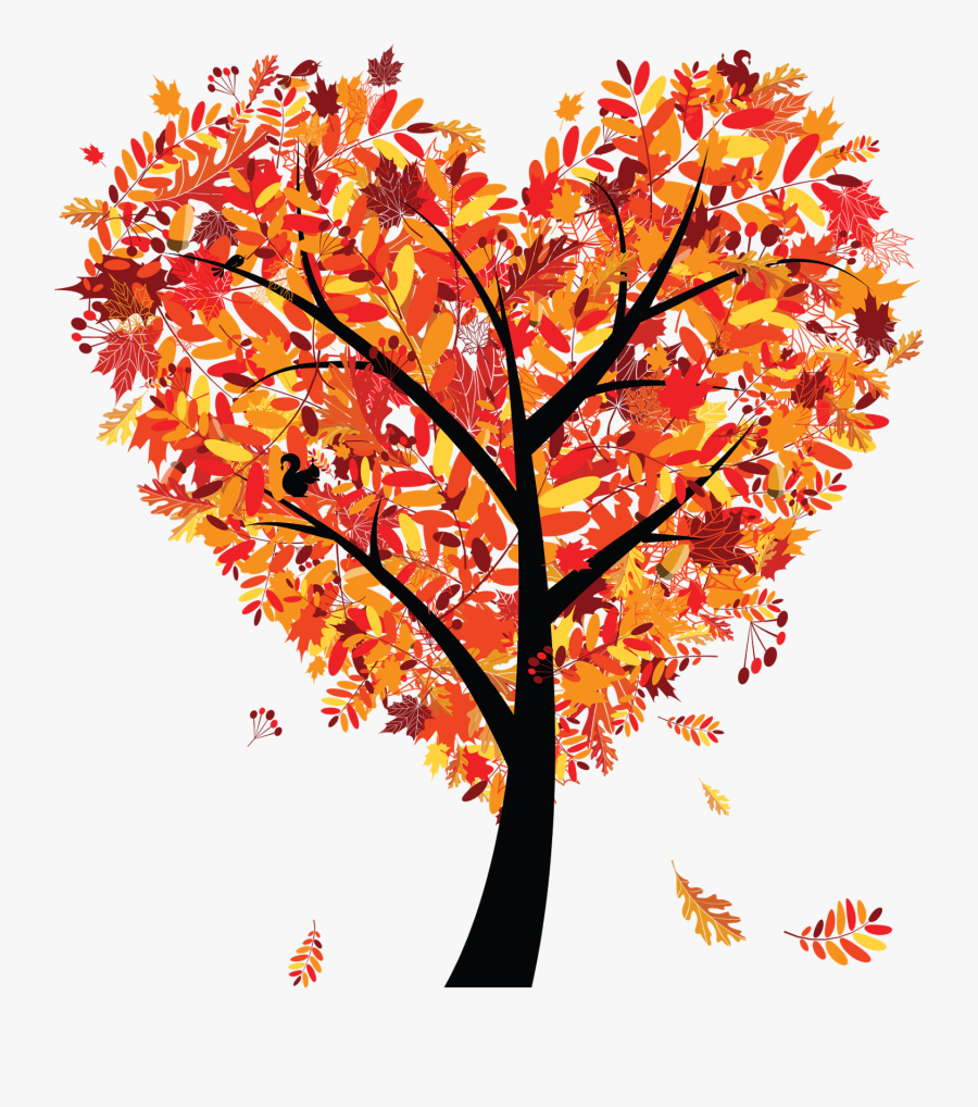 Heart Shaped Autumn Tree, Transparent Clipart