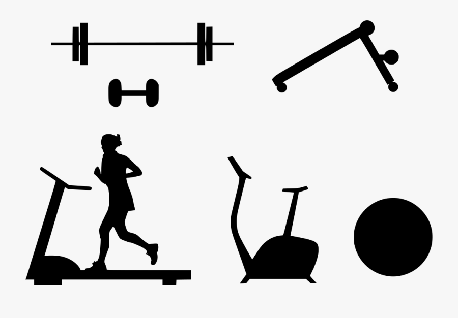 Health And Fitness Draw - Black And White Fitness Equipment, Transparent Clipart