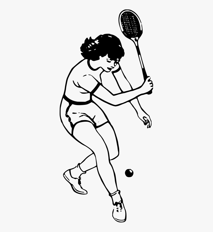Tennis Player Svg Clip Arts - Drawing Of People Playing Badminton, Transparent Clipart