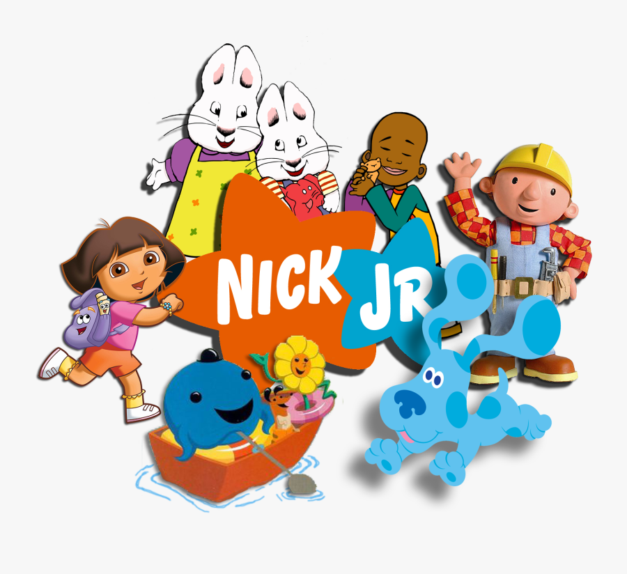 Nick Jr Logo With Max And Ruby, Little Bill, Bob The - Nickelodeon And Nick Jr Characters, Transparent Clipart