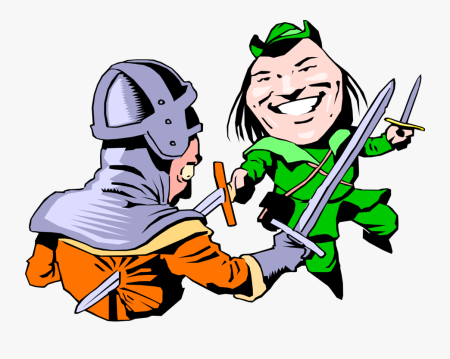 Vector Illustration Of Legendary Archer And Swordsman - Cartoon, Transparent Clipart