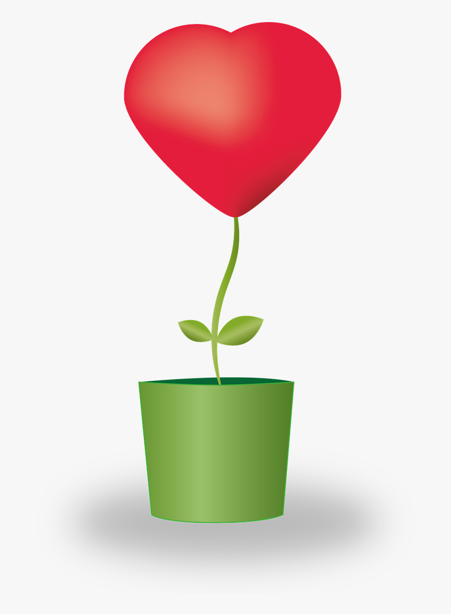 Heart Flower Potted Plants Free Picture - Vaso De Flor Coração Png, Transparent Clipart