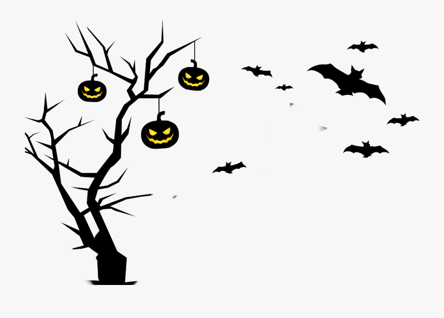 #ftestickers #halloween #pumpkin #bats #tree #bat #happy - Cemetery Clipart, Transparent Clipart