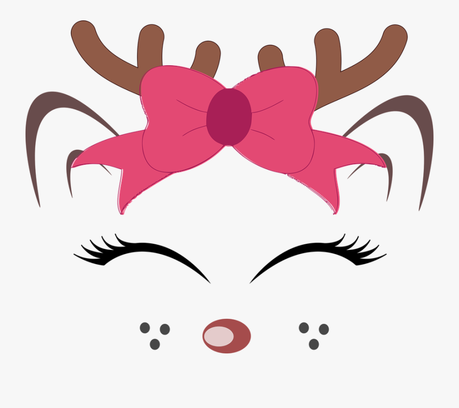 Reindeer, Face, Christmas, Antlers, Horn, Holiday - Christmas Reindeer Face Png, Transparent Clipart