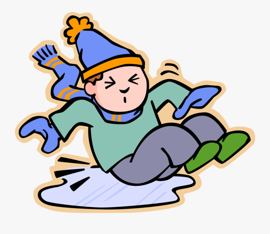 Vector Illustration Of Primary Or Elementary School - Slipping On Ice Clipart, Transparent Clipart