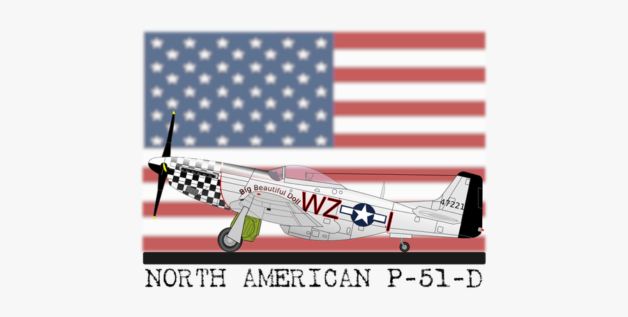 North American P 51 D Plane Vector Clip Art - Icon America Flag Png, Transparent Clipart