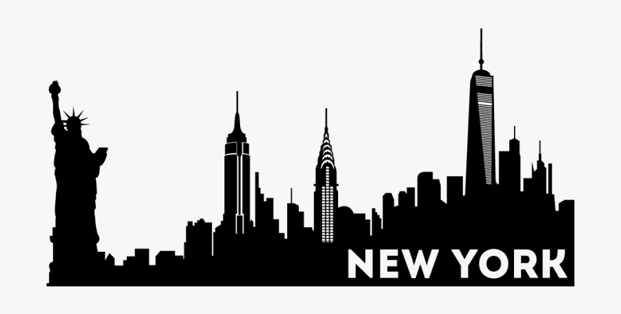 New York City New City Skyline Silhouette - Statue Of Liberty, Transparent Clipart