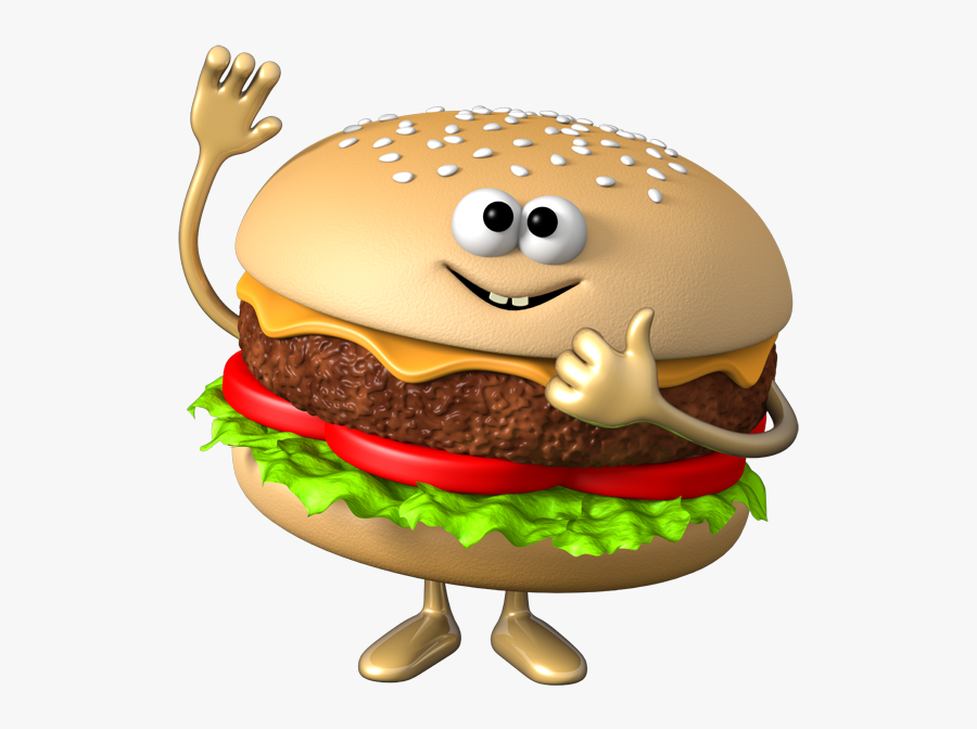 Veggie Fast Food Hot - Cartoon Transparent Background Burger Clipart, Transparent Clipart