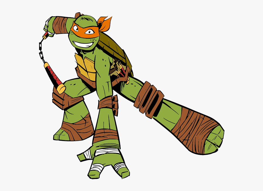 Michelangelo Ninja Turtle Cartoon, Transparent Clipart