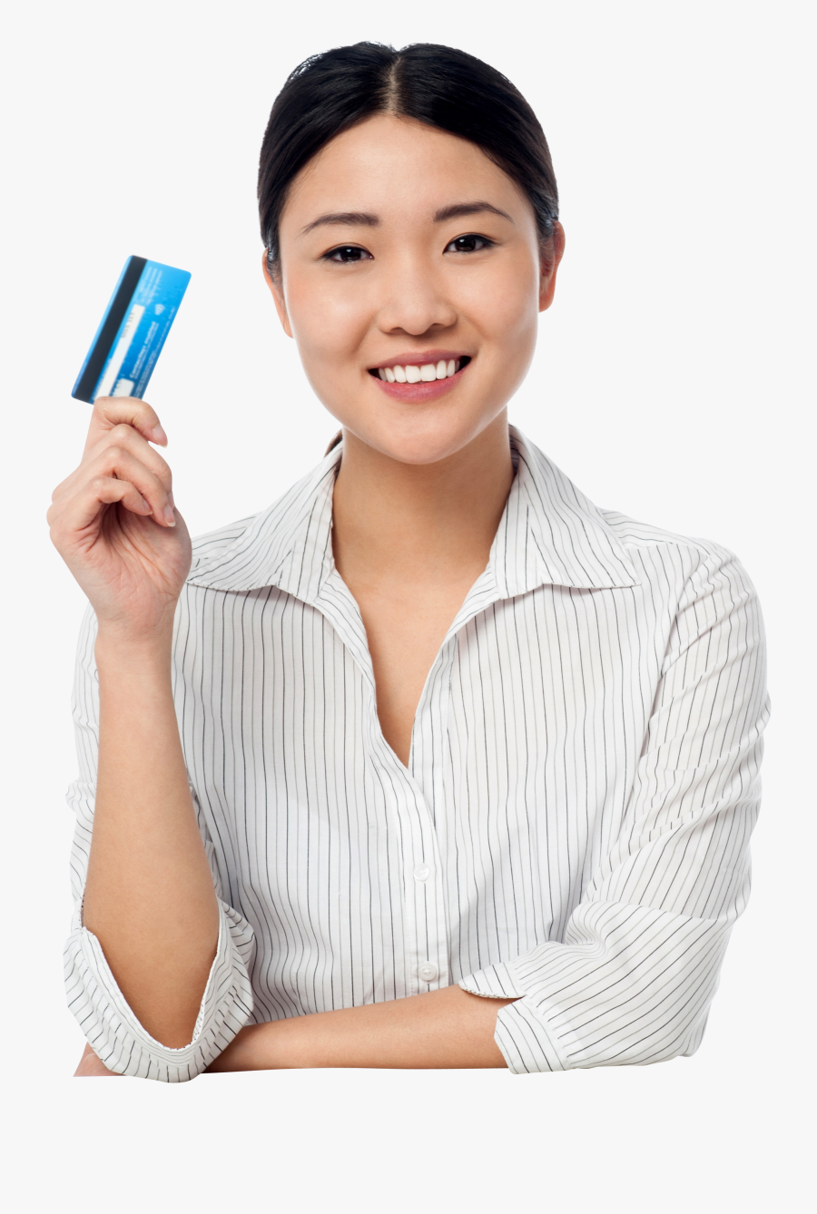 Transparent Girl Wondering Clipart - Lady Holding Atm Png, Transparent Clipart