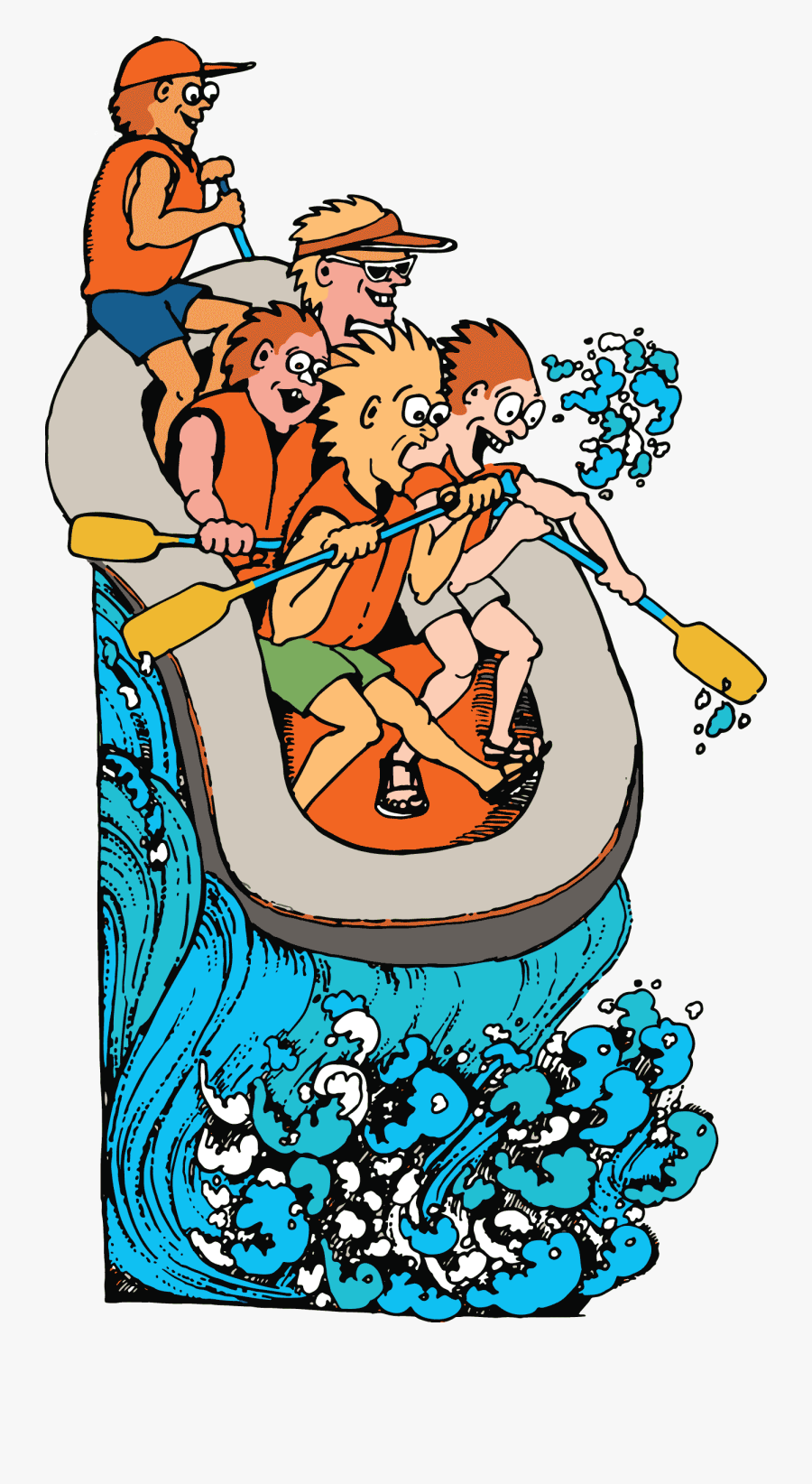 White Water Rafting Cartoon, Transparent Clipart