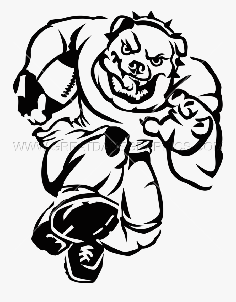 Bulldog Football Charge - Gambar Hitam Putih Keren Bulldog, Transparent Clipart