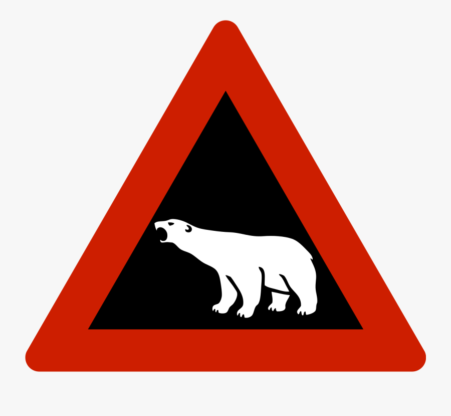 Polar Bear Warning Sign, Transparent Clipart