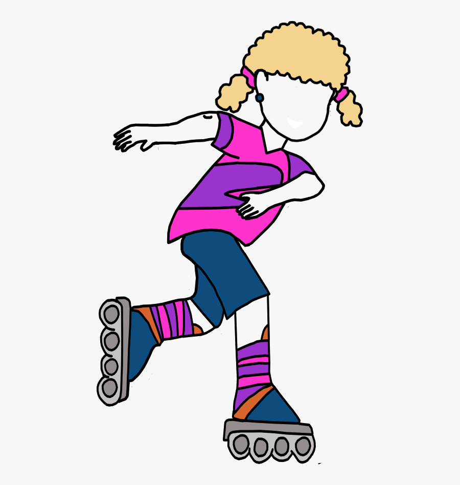 Roller Skating Birthday Party Favor Bag - Cartoon Girl On Roller Blades, Transparent Clipart