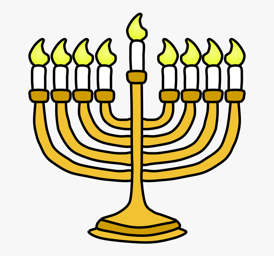 Menorah, Hanukkah, Yellow, Gold, Fully Lit - Hanukkah, Transparent Clipart