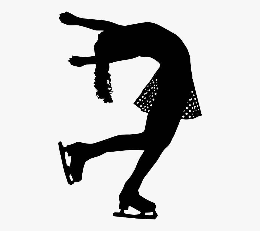 Figure Skating Free Skating Woman Skater - Ice Skating Clipart Black And White, Transparent Clipart