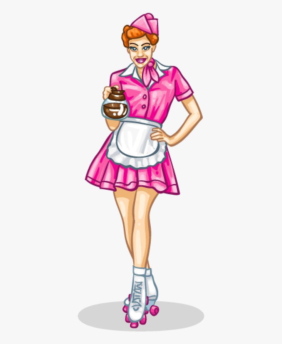 1950s Waitress Roller Skates - Roller Skate Waitress, Transparent Clipart