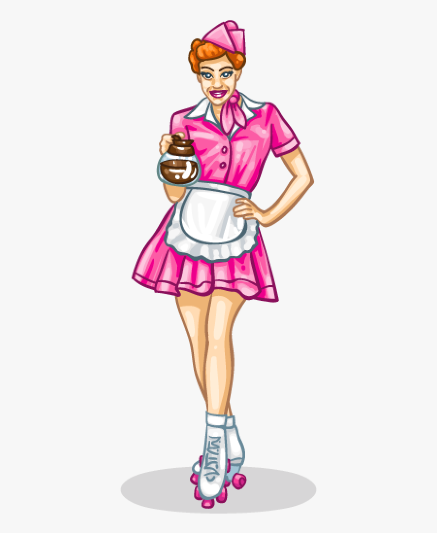 1950s Waitress Roller Skates - Roller Skate Waitress , Free Transparent ...