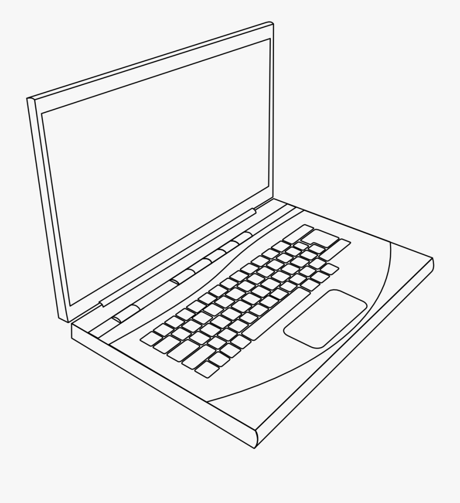 Laptop In Line Art - Laptop Black And White, Transparent Clipart