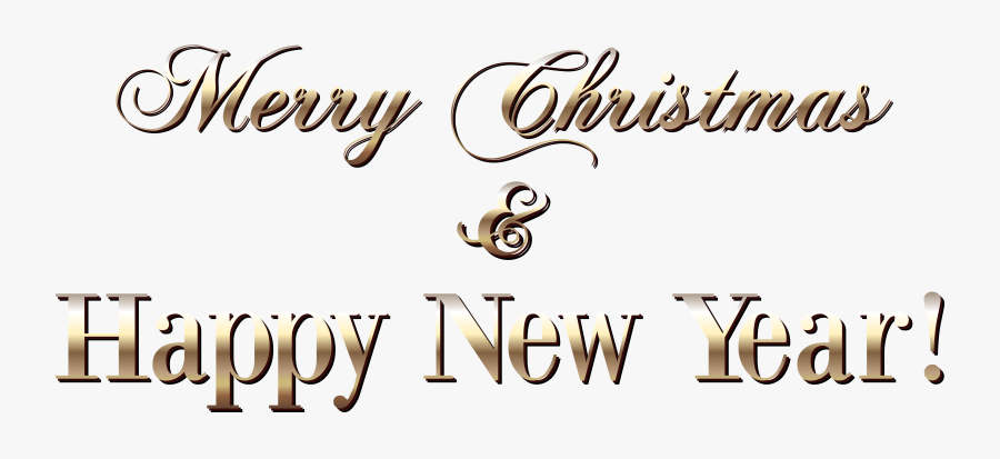 Gold Merry Christmas Text Style Png Clipart Image - Merry Christmas Happy New Year Text Png, Transparent Clipart