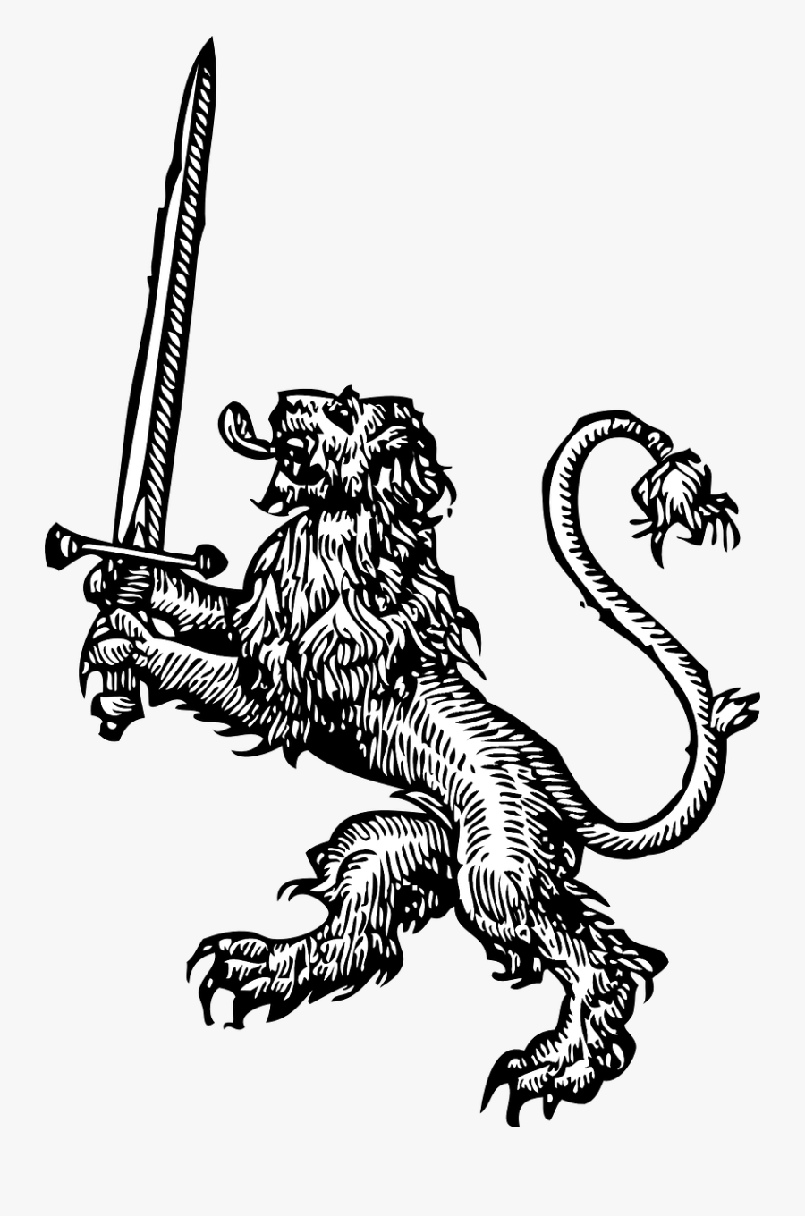 Lion With Sword - Lion With A Sword, Transparent Clipart