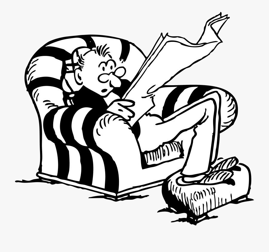 Newspaper Reading News Paper Related Keywords Clip - Man Sitting In Chair, Transparent Clipart