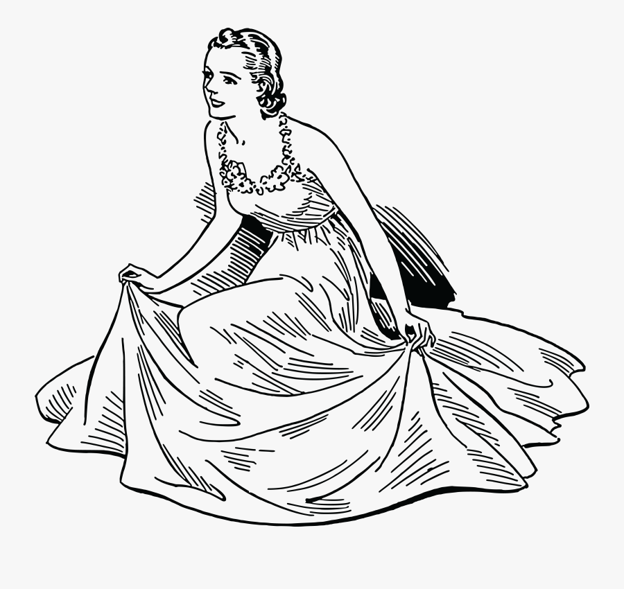Women Clipart Dress - Woman In Dress Clipart Black And White, Transparent Clipart