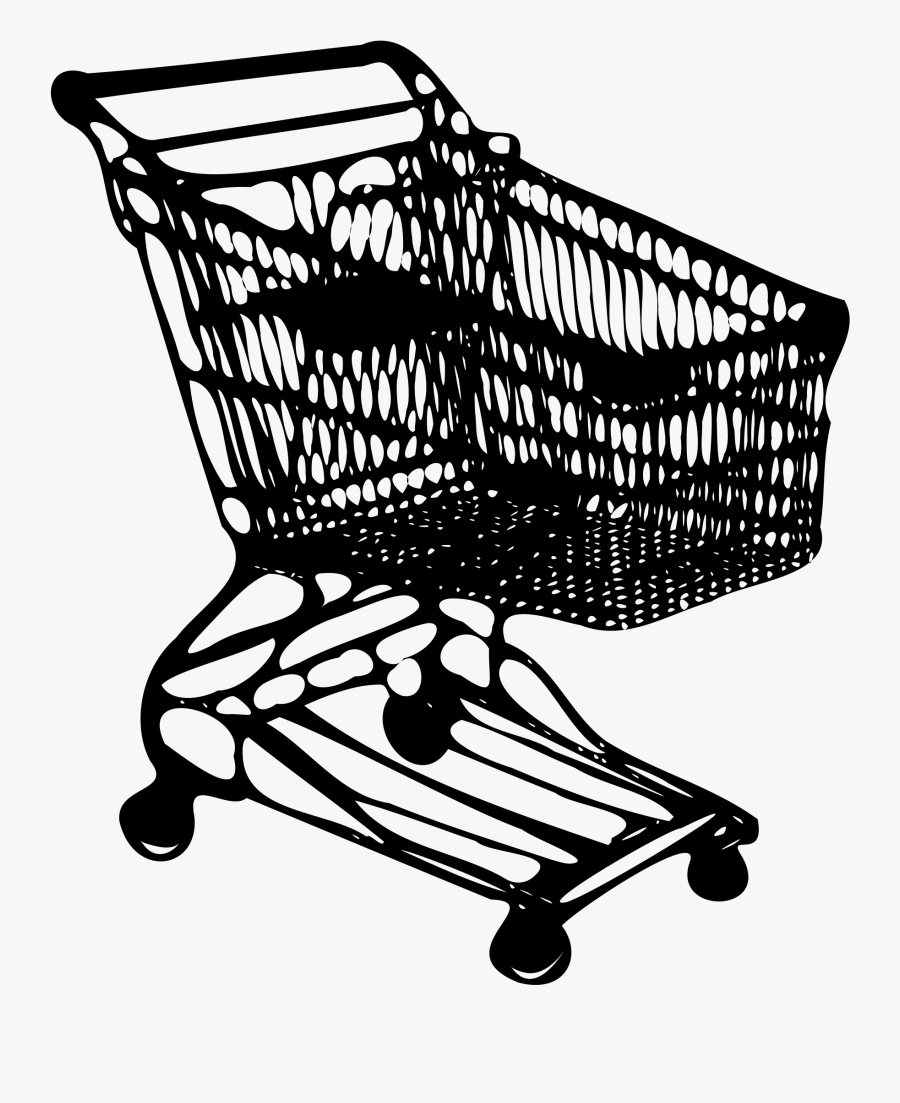 Shopping Cart - Shopping Cart Line Drawing, Transparent Clipart