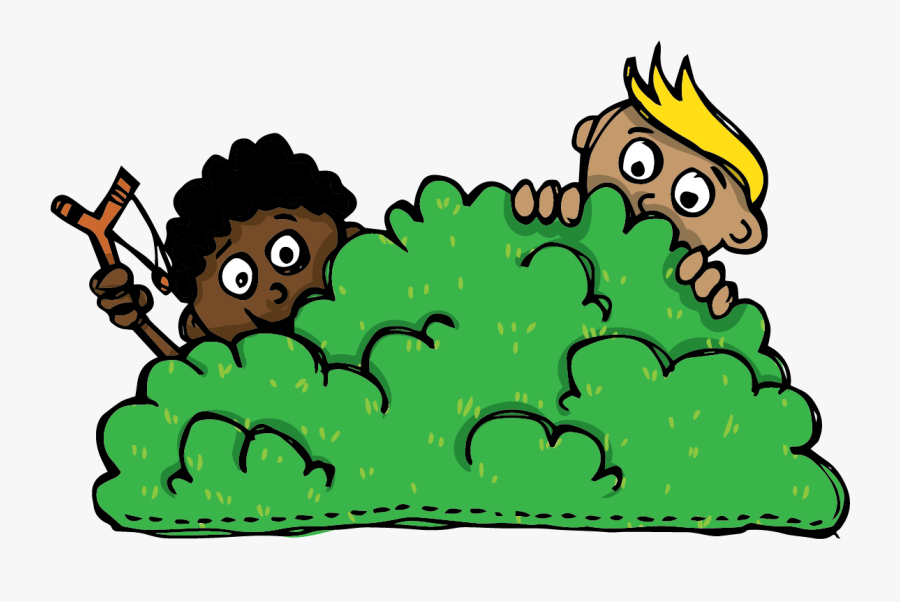 Children Hiding Behind The Bush - Hiding In Bush Clipart, Transparent Clipart