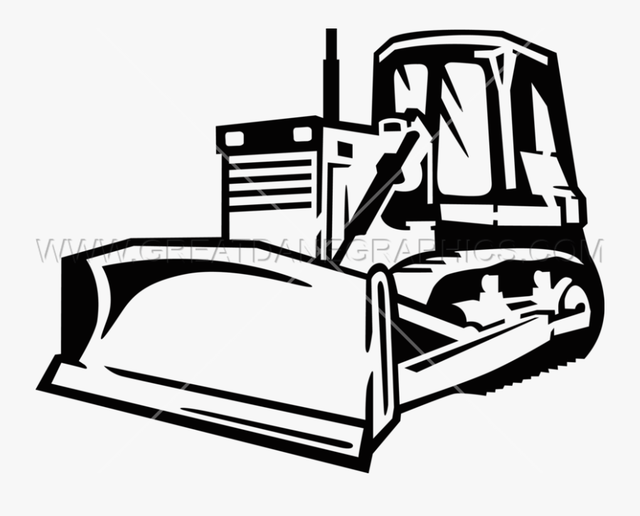 Bulldozer Black And White Line Art Clip Art - Bull Dozer Clip Art, Transparent Clipart