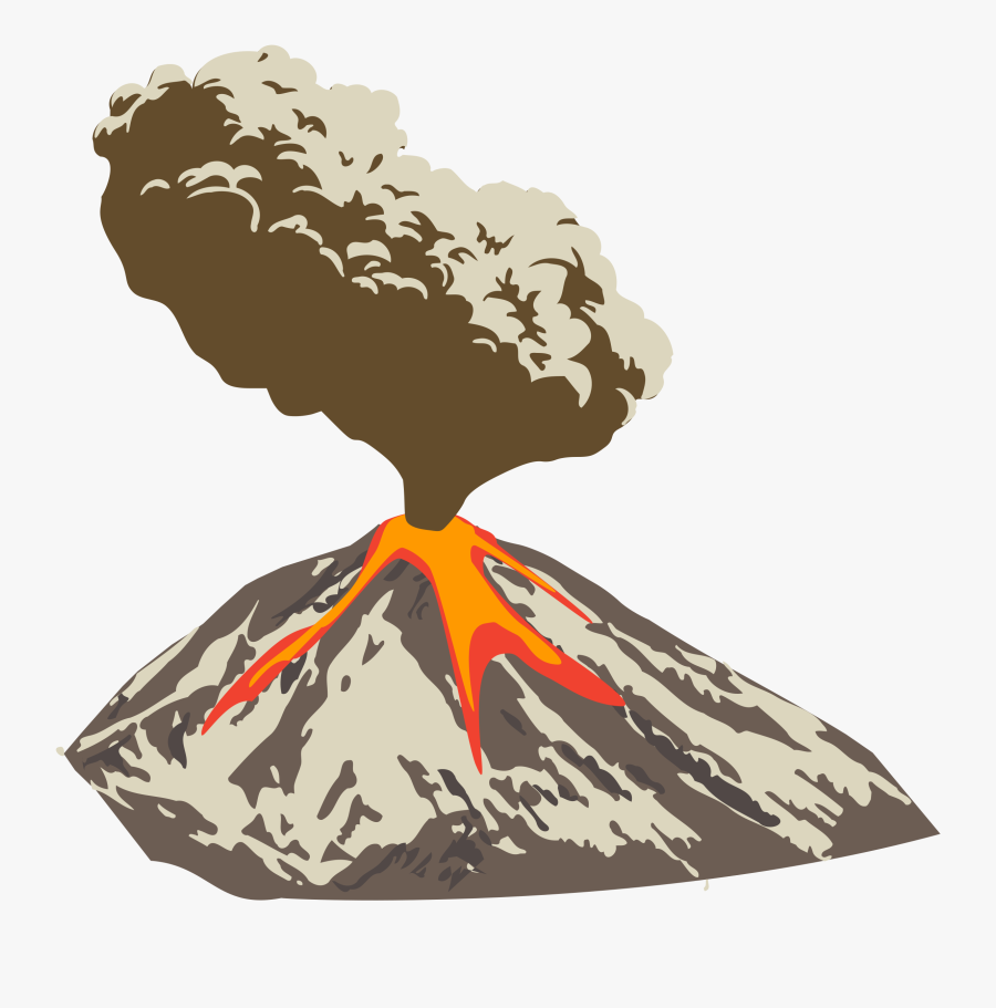 Erupting Volcano With Ash Plume And Lava Flow Clip - Volcanic Eruption Clipart Png, Transparent Clipart