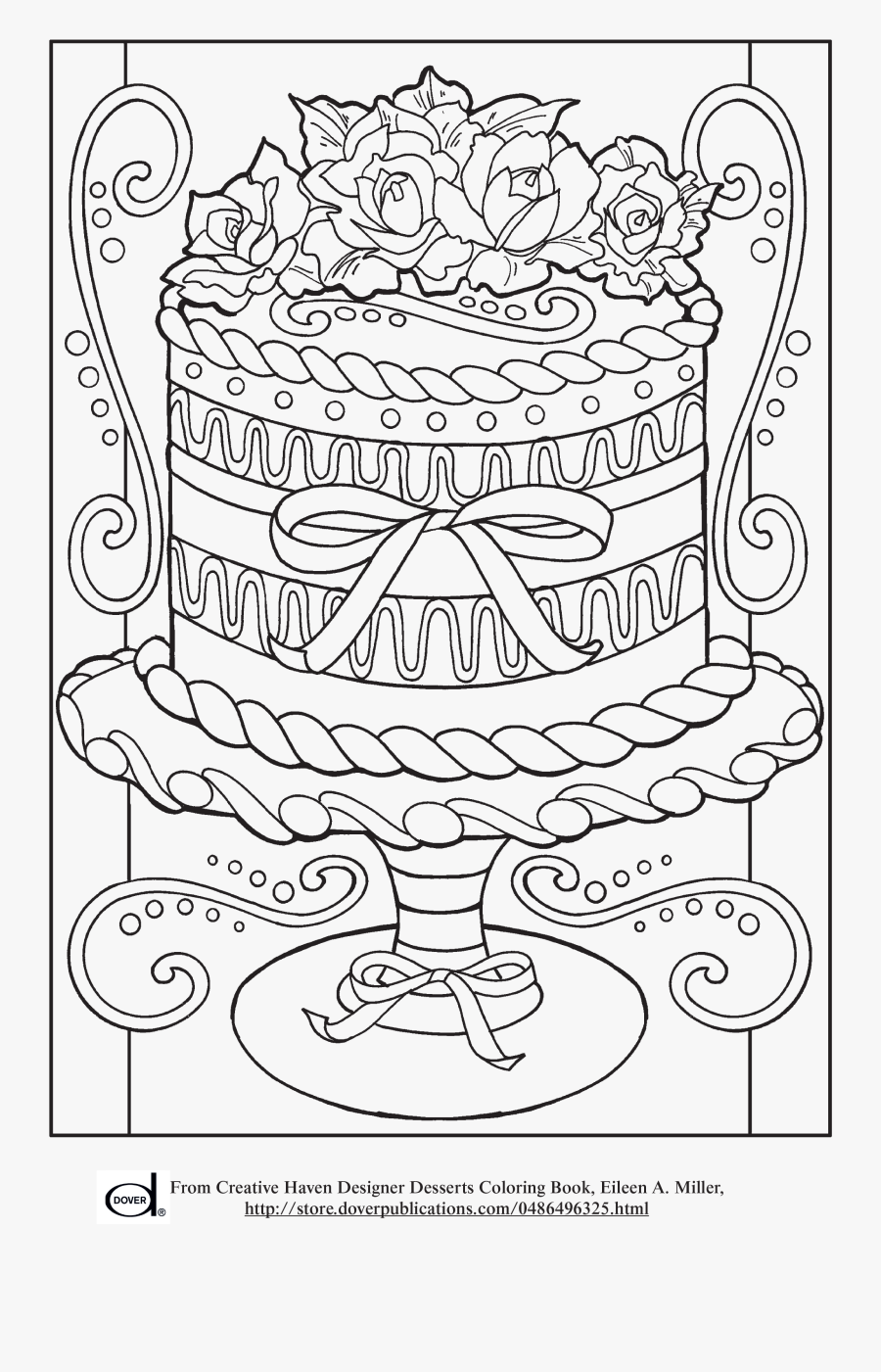 Free Printable Adult Coloring Pages - Cake Coloring Pages For Adults, Transparent Clipart