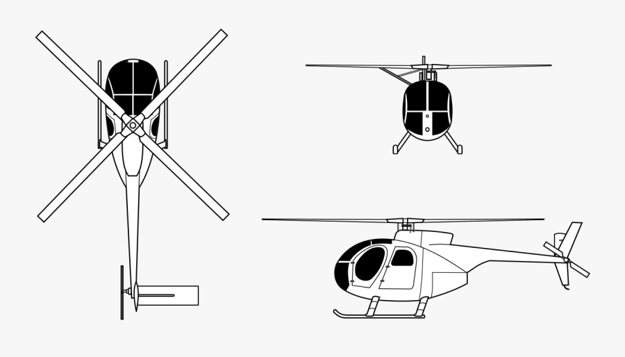 Ah 6 Little Bird Clipart , Png Download - Little Bird Helicopter Blueprint, Transparent Clipart